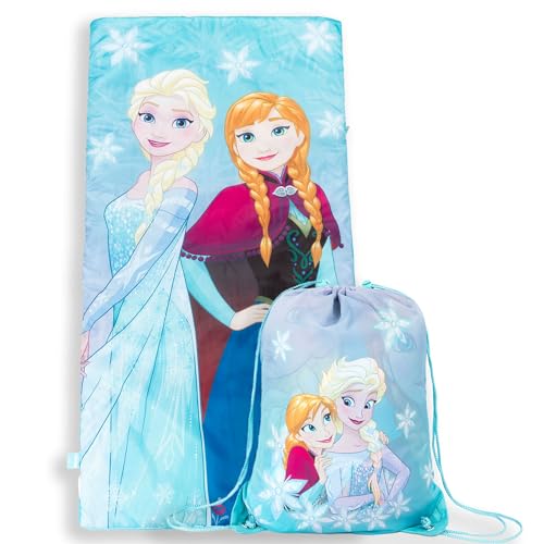Jay Franco Disney Frozen Sparkle Slumber Sack - Cozy & Warm Kids Lightweight Slumber Bag/Sleeping Bag - Featuring Anna and Elsa (Official Disney Product)