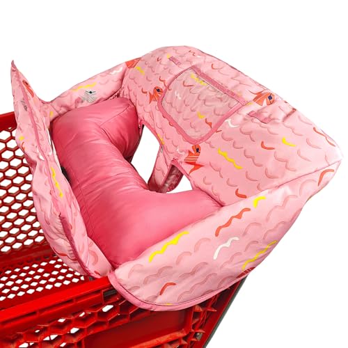 Soft Pillow Attached 2-in-1 Shopping Cart and High Chair Cover for Baby~Padded~Fold'n Roll Style~Portable with Free Carry Bag (Blue)