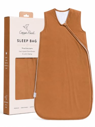 Copper Pearl Sleep Sack: Warm and Cozy Baby Bag in a Variety of Trendy Designs, Safe Alternative to Blankets, Sleeveless Baby Sleep Sack Swaddle Sizes Newborn to 24 Months - Camel