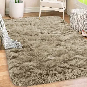 Gorilla Grip Fluffy Faux Fur Rug 5x7