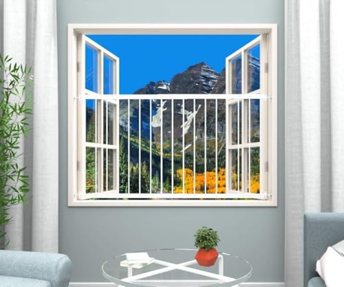 WAOWAO Window Safety Guards for Children Kids Child Toddler Pets Proof Extra Wide White Tension Security Window Guard Gate for Home Fit 36.22"-61.41" Sliding Windows (2 Piece)