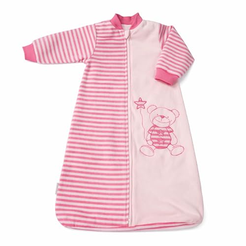 Baby Sleep Sack - Long Sleeve Cotton Velvet Wearable Blanket for Girl and Toddlers, Pink, 2-Way Zipper, Swaddle Feel, Tog 2.0, Newborn, 9-12 Months, and 12-18 Months, 4 Season Use, Soft,Cozy