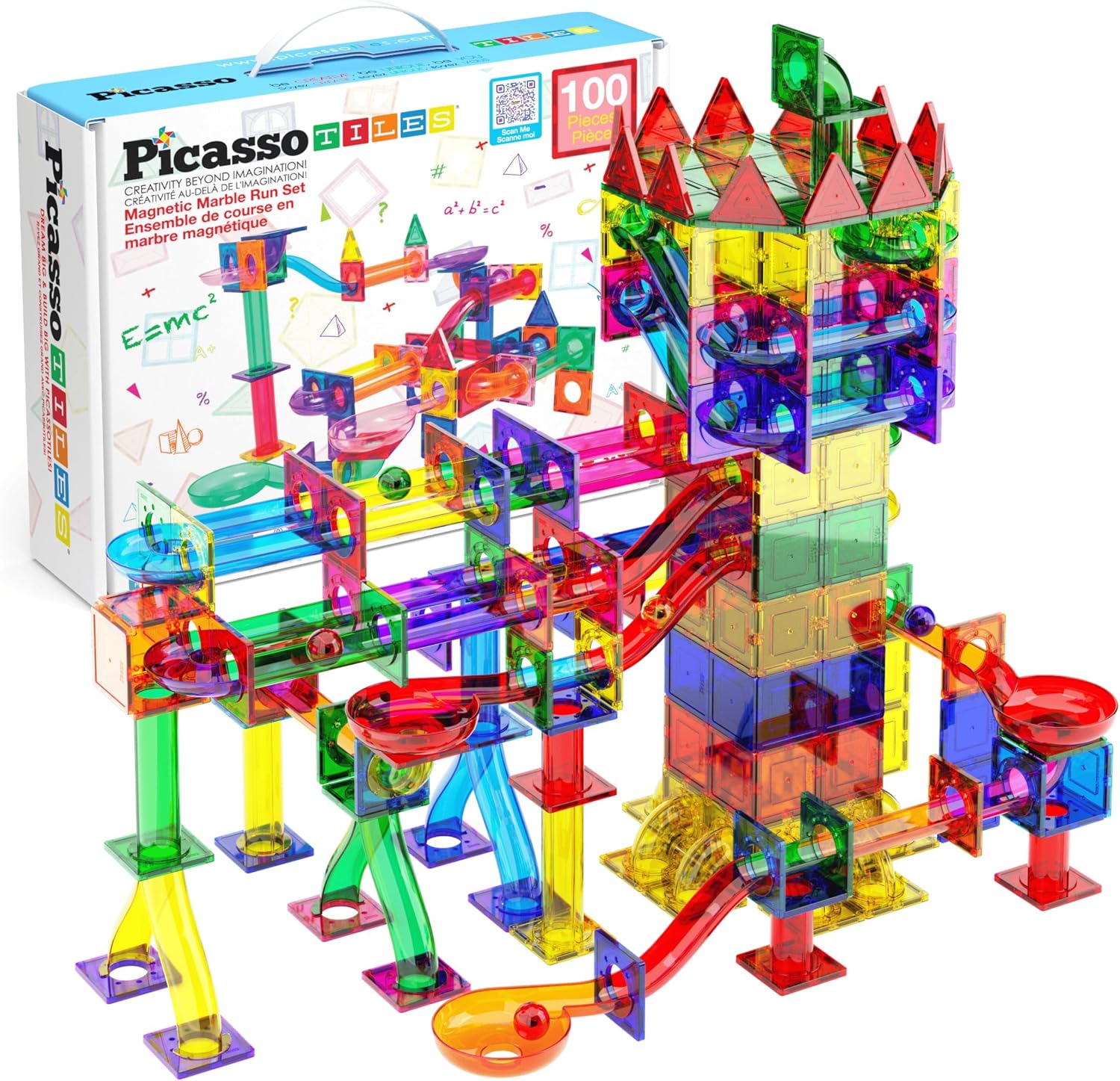 PicassoTiles 100pc Magnetic Marble Run