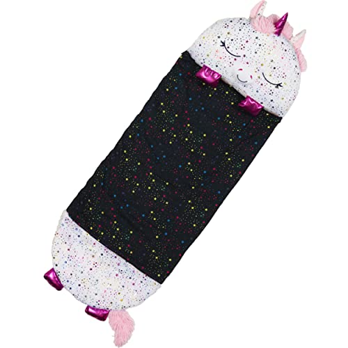 Happy Nappers Pillow & Sleepy Sack- Comfy, Cozy, Compact, Super Soft, Warm, All Season, Sleeping Bag with Pillow- Large 66 x 30, Shimmer Unicorn