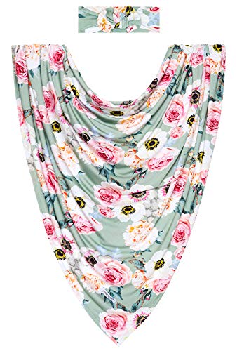 Posh Peanut Baby Swaddle Blanket, Premium Soft Papook Bamboo Swaddles Wrap & Headband Set, Anti Stink Lightweight Breathable Infant Receiving Swaddling Blankets, Large Boy & Girl Newborn Shower Gift