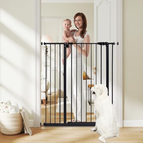 Kinfant Baby Gate, Extra Tall Walk Thru Baby Gate Kit with 6-Inch Extension, Pressure Mounting & Wall Cups, 41-Inch (1 Count, Pack of 1)