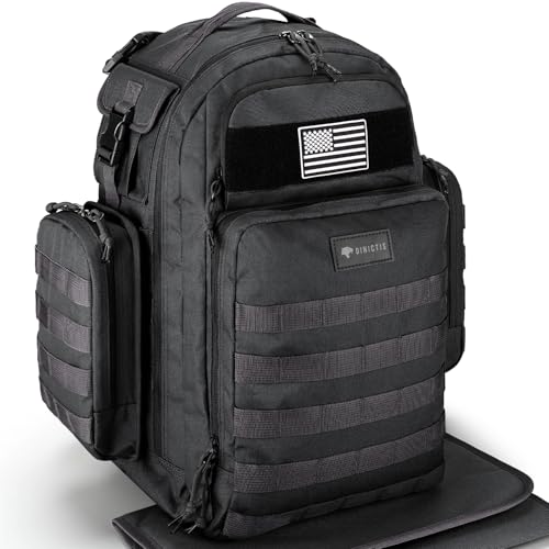 Dad Diaper Bag, Mens Diaper Bag Backpack with Diaper Changing Mat, Military Diaper Backpack with Molle Webbing, Waterproof Pouch, Baby Wipes pocket, Insulated Bottle Pockets- Tropical Black