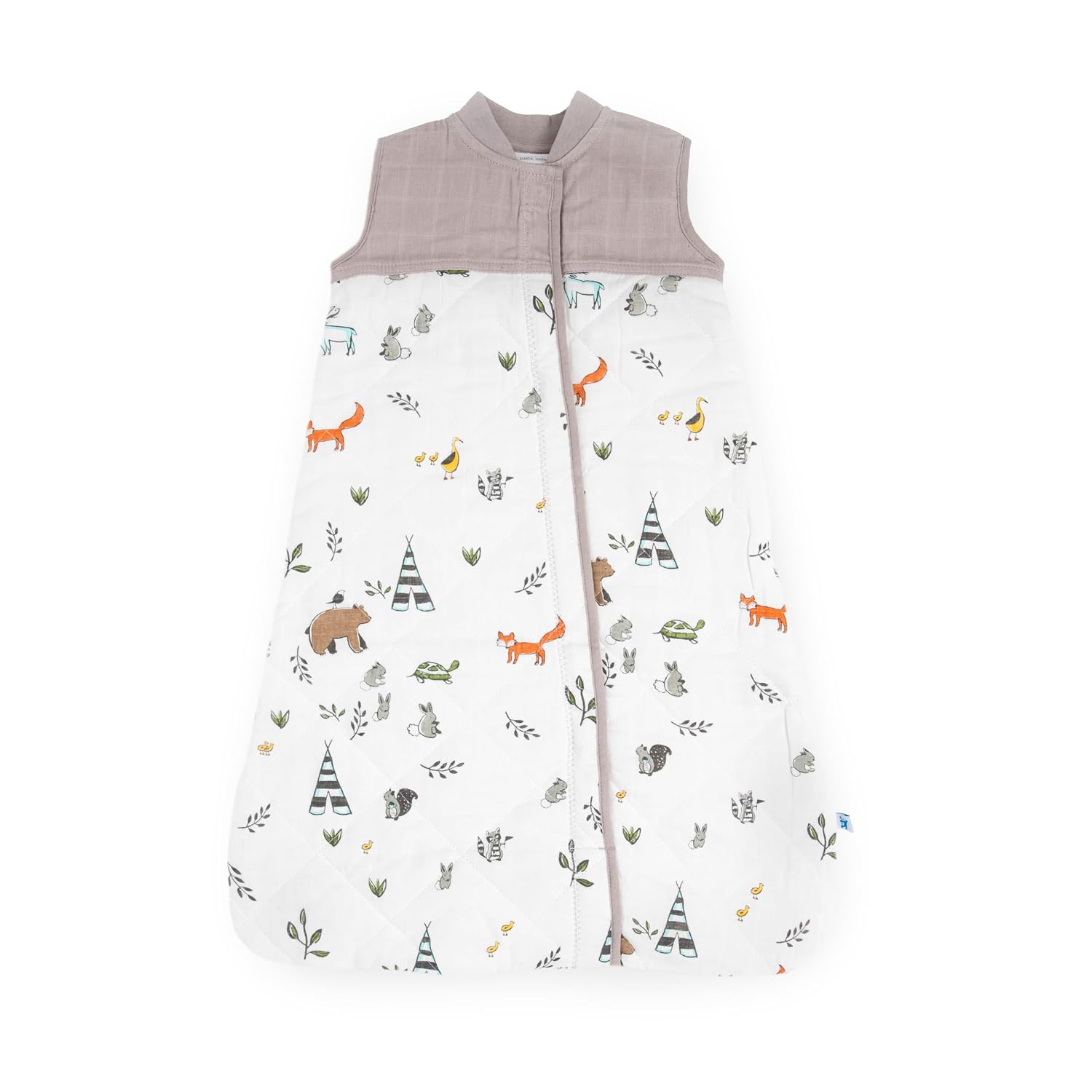 Little Unicorn 0-6 Month Quilted Sleep Sack 2.6 TOG | Soft & Breathable Muslin Cotton for safer sleep | 2 way zipper (Forest Friends)