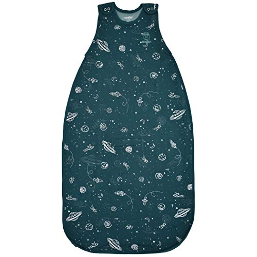 Woolino 4 Season Toddler Sleeping Bag, Merino Wool and Organic Cotton Baby Sleep Bag Sack, 2-4 Years, Space (Glow In The Dark)