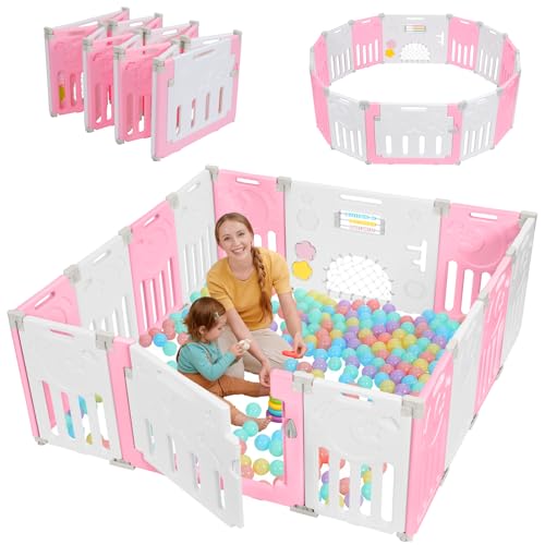 Dripex 14-Panel Playpen (Pink White)