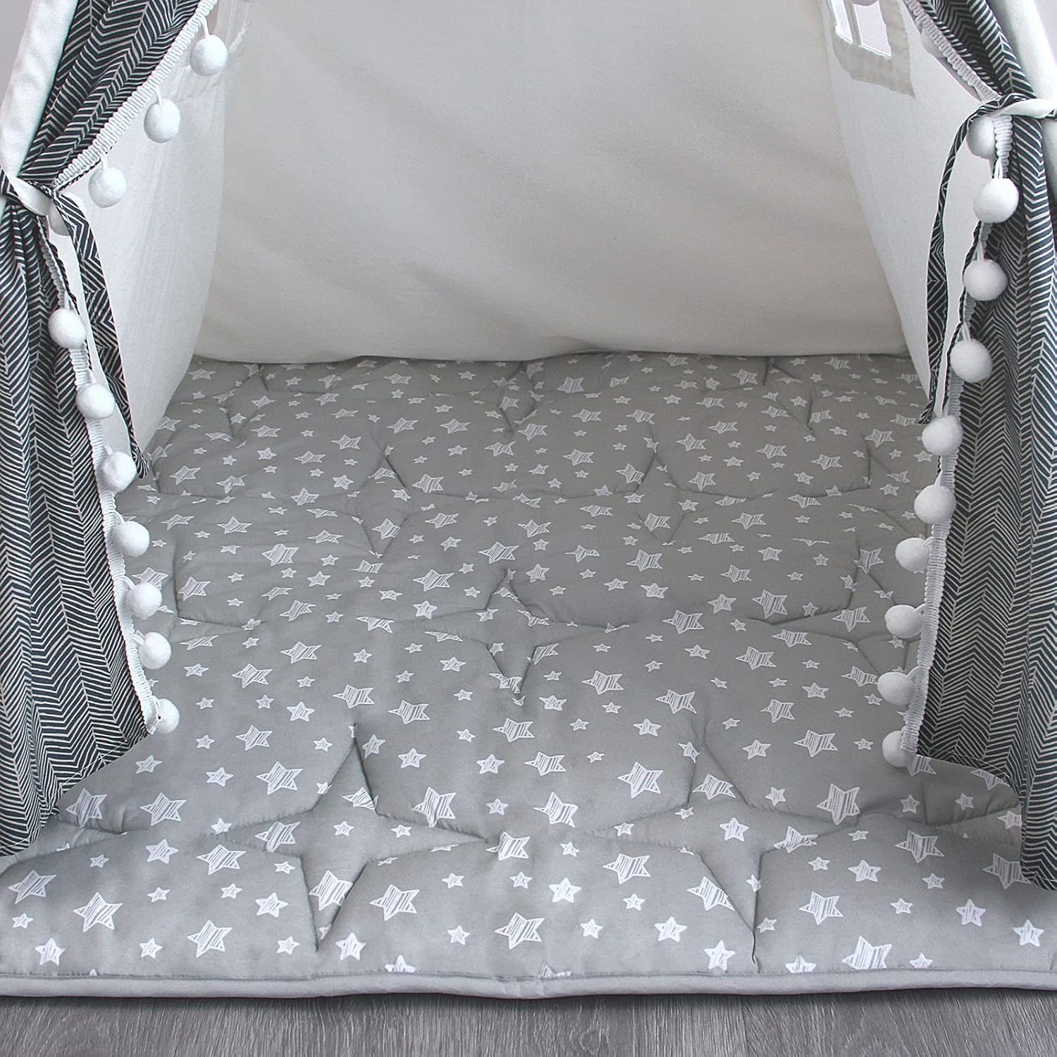 Teepee Play Tent Mat, Square Padded Mat for Playtent, Anti Slip Baby Quilted Activity Mat for Boys and Girls, Toddlers and Kids Playtime