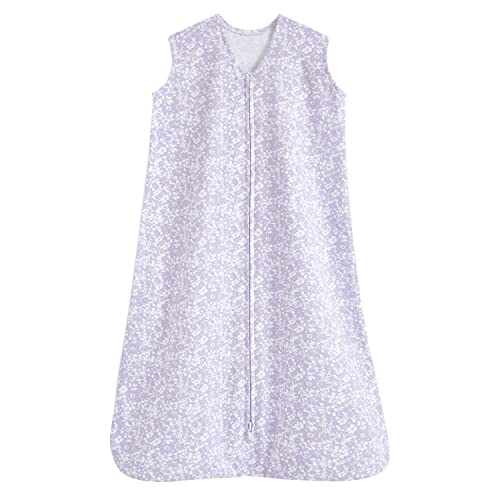 HALO SleepSack, 100% Cotton Wearable Blanket, Swaddle Transition Sleeping Bag, TOG 0.5, Aster Flowers-purple, Large, 12-18 Months