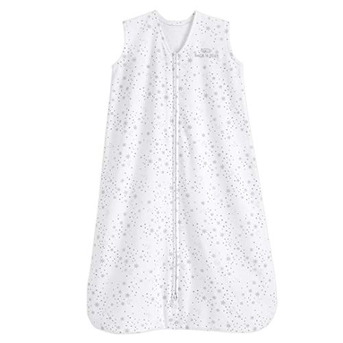 HALO SleepSack, 100% Cotton Wearable Blanket, Swaddle Transition Sleeping Bag, TOG 0.5, Midnight Moons-grey, Small, 0-6 Months
