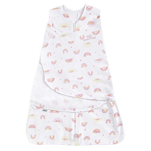 HALO 100% Cotton Sleepsack Swaddle, TOG 1.5, Sunshine Rainbows, Small, 3-6 Months
