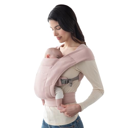 Ergobaby Embrace Baby Carrier Newborn to Toddler - Breathable Baby Carriers for Summer - Cozy Essentials (7-25 Pounds), Ponte Knit, Blush Pink