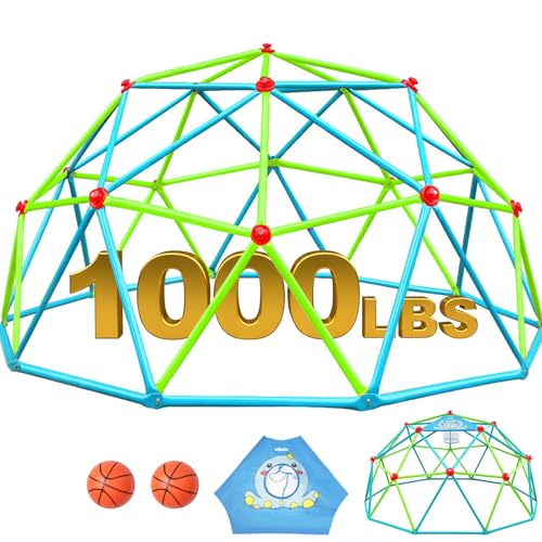 Zupapa 10FT Climbing Dome, Experience Ultimate Fun with The 2025 Upgraded Decagonal Geo Dome Climber - Supports 1000LBS Outdoor Playset and Easy Assembly Play Equipment for Kids (Green, 10FT)