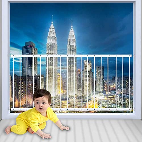 WAOWAO Window Safety Guards for Children Kids Child Toddler Pets Proof Extra Wide White Tension Security Window Guard Gate for Home Fit 86.61"-111.81" Sliding Windows (4 Piece)