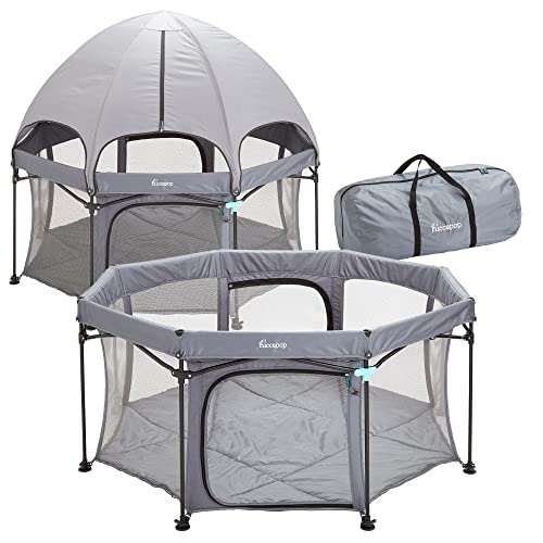 Hiccapop XL 69 Deluxe Outdoor Baby Playpen with Canopy for Babies and Toddlers with Dome, Sun-Shades, Padded Floor | Pop Up Playpen for Beach or Home, Portable