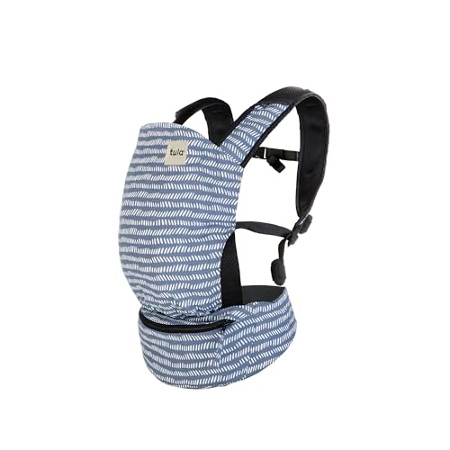 Baby Tula Lite Ripstop Nylon Compact Baby Carrier, Lightweight & Ergonomic Carrier for Travel w/Convenient Storage Hip Pouch, Multiple Carrying Positions for 12lbs to 30lbs - Beyond (Steel Blue/Dash)