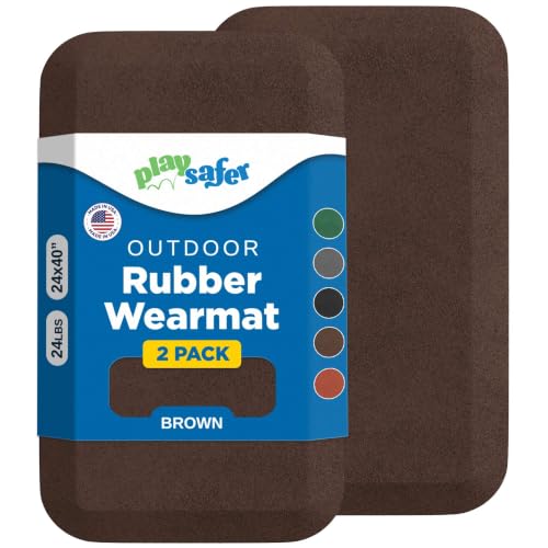 Playsafer Playground Safety Rubber Wearmat for Swingsets and Slides - 1" Thick X 24" W X 40" L (2 Pack, Brown)