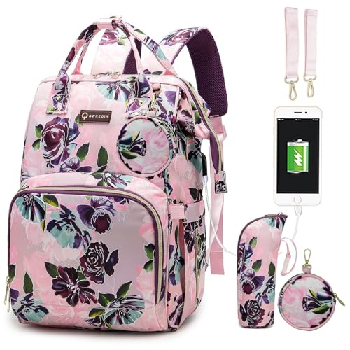 QWREOIA Floral Diaper Bag