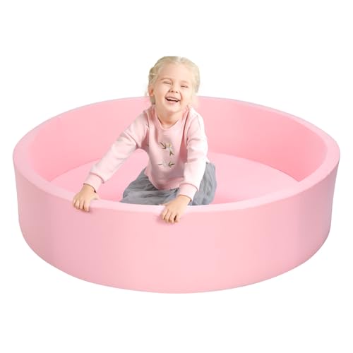 TRENDBOX Extra Large Soft Foam Ball Pit 51.2" x 11.8" (NO Balls) in Large Sponge Round Children Toddler Playpen - Light Pink