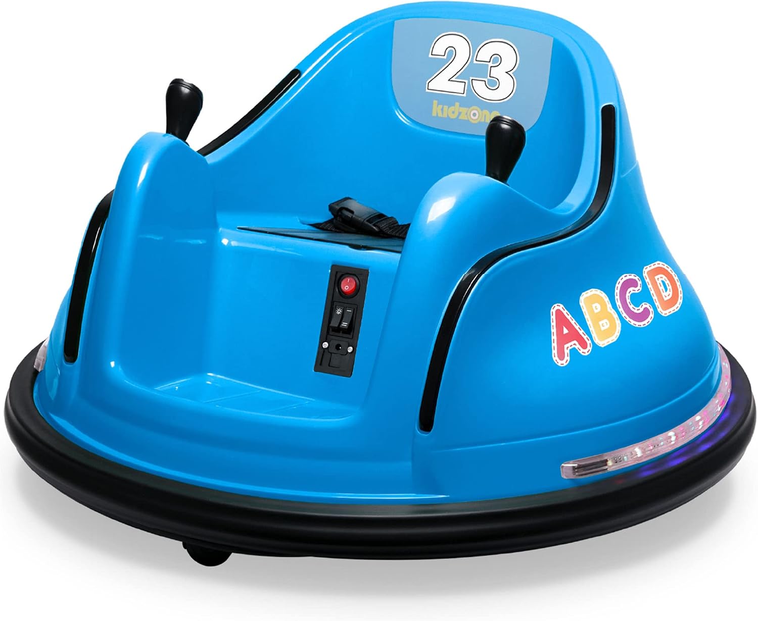 Kidzone 12V 2-Speeds Electric Ride On Bumper Car for Kids & Toddlers 1.5-6 Years Old, DIY Sticker Baby Bumping Toy Gifts W/Remote Control, LED Lights, Bluetooth & 360 Degree Spin, ASTM Certified