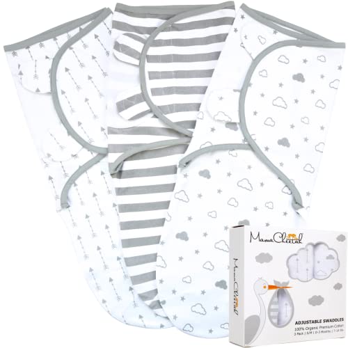 Mama Cheetah Preemie Swaddle Sack, Organic Swaddle Sleep Sacks for Preemies, Preemie Swaddling Blanket Wrap, Easy Swaddles for Premature Baby Boy Girl 4-7 lbs, Newborn Essentials, 3-Pack, Grey