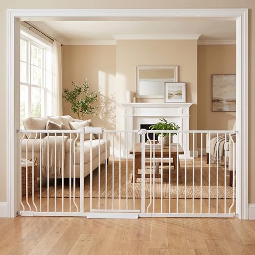 Extra Wide 76.4-81 Inch Large Baby Gates for Stairs, Doorways - No Drilling, Pressure Mounted Pet Gates for Kids & Dogs