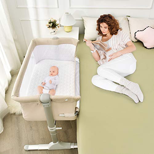 BABY JOY Baby Bedside Crib (Beige)