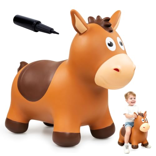 EVERICH TOY Inflatable Bouncy Animals Hopper and Horse for Toddlers 1-3, Bouncy Animals for Toddlers Ride on Jumping Bounce Toys, Birthday Gift for 18 Months 2 3 4 5 Year Old