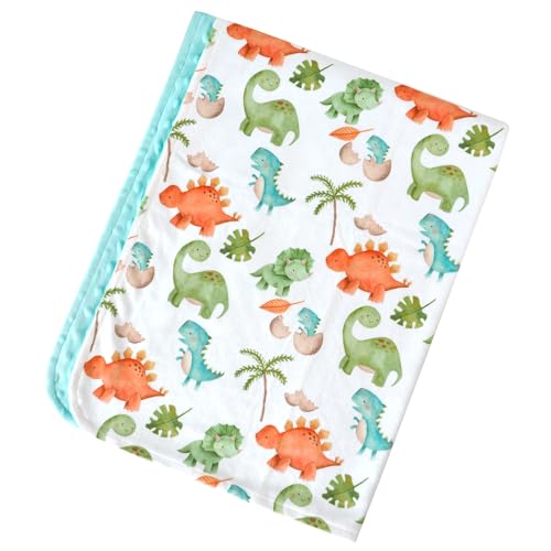 Honey Lemonade - Premium Soft Plush Lightweight Minky Dot Toddler Baby Blanket for Newborn 30"x40" - Soft Baby Blanket for Boys and Girls - (Dinosaur Blue) Unisex