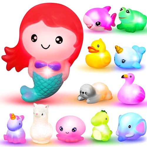 JOYIN 12 PCS Light Up Bath Toys