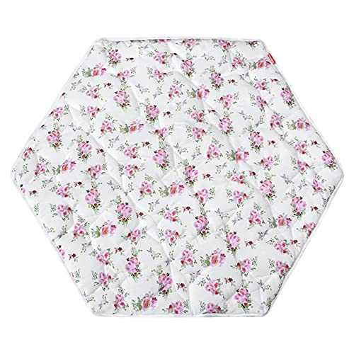 Hexagon Playpen Mat, Floral Print Baby Playmat fits Regalo Portable Play Yard 48 Inch, Six Pannel Playpen Kids Tent Mat Hexagon Rug Mat