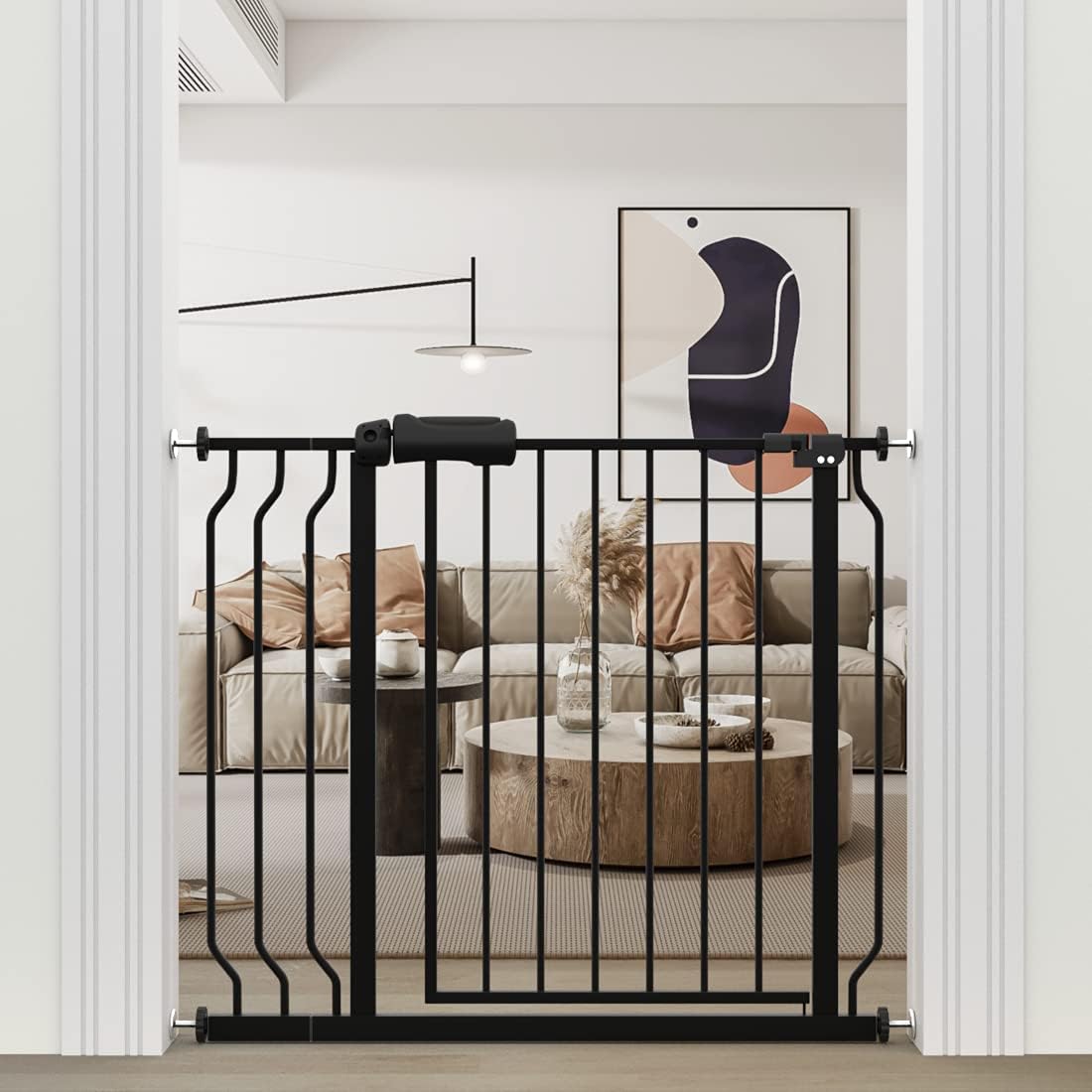 WAOWAO 33.86-38.58" Black Metal Gate