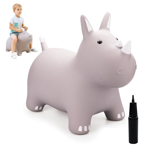 Bouncy Horse Animals Hopper,Inflatable Bouncing Horse Jumping Animals for Toddlers,Ride On Hopping Toys for Girls/Boys,Great Gift W/P (Grey)