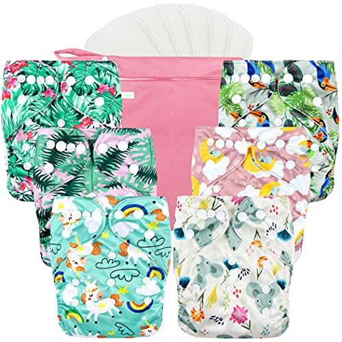 wegreeco Cloth Diapers 6 Pack (Rainbow, Horse)