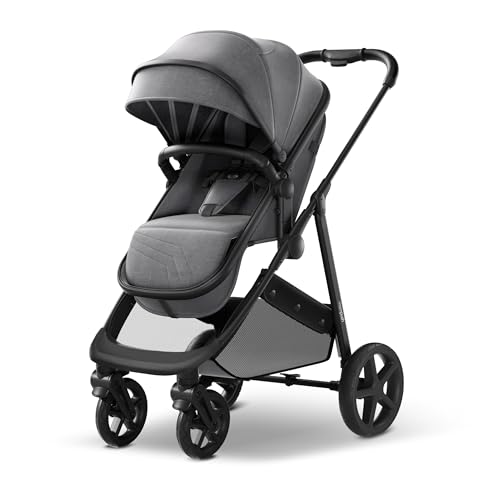 Mompush Wiz 2 in 1 Baby Stroller with Bassinet Mode, Convertible Infant Stroller for Newborn and Toddler with Reversible Seat and Large UPF 50+ Canopy