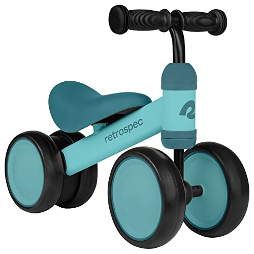 Retrospec Cricket Baby Walker Balance Bike with 4 Wheels for Ages 12-24 Months - Baby Toys & Toddler Toys for 1 Year Olds - Ride On Bicycle - Boys & Girls