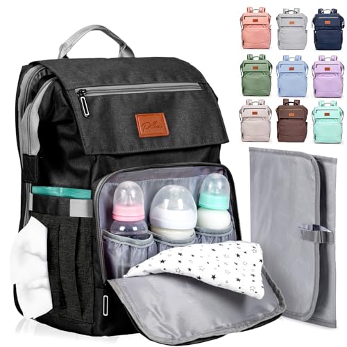 PILLANI Baby Diaper Bag Backpack - Large Bag for Boys & Girls, Waterproof Diaper Backpack - Travel Diaper Bags w/Changing Pad, Baby Registry Search & Shower Gifts - Essentials Must Haves Newborn Stuff