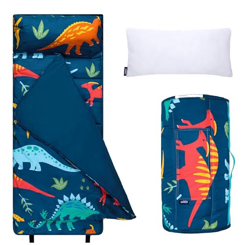 Wildkin Kids Microfiber Nap Mat  Soft Sleep Mat with Pillow, Ideal for School & Travel - Jurassic Dinosaurs