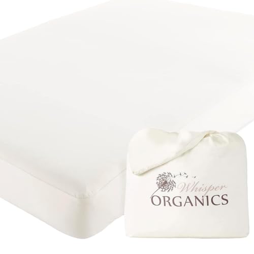 Organic Crib Mattress Protector - 100% Waterproof Crib Mattress Protector Pad with Soft Quiet & Breathable Triple Layer Protection for Sensitive Skin - GOTS Certified & Machine Washable (52"x28"x9)