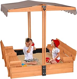 Wooden Cedar Sand Box w Seat