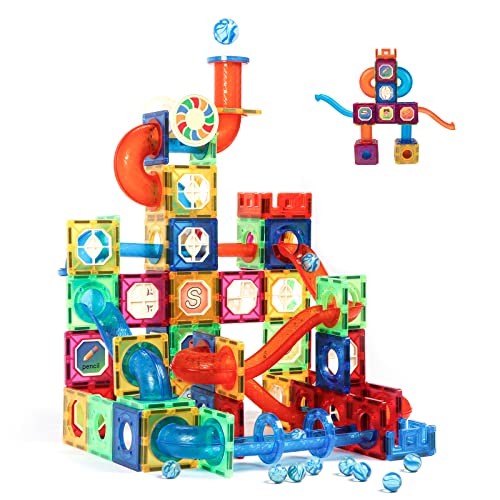 MAGBLOCK Magnetic Tiles 176Pcs Marble Run Children's Educational Toys for Developing Mathmatics and Physics Skills and for Developing Creativity and Imagination Toys for Kids Age 8 9 10+ Years Old