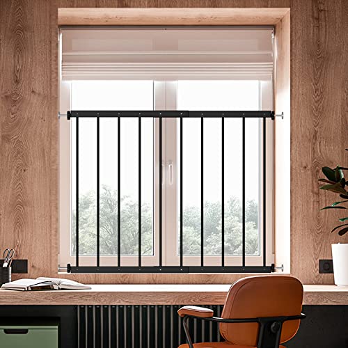 WAOWAO Black Window Safety Guards for Children Kids Child Toddler Pets Proof Extra Wide White Tension Security Window Guard Gate for Home Fit 19.49"-33.64 (2 Piece, Black)