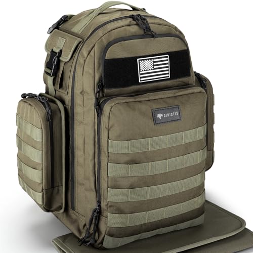 Dad Diaper Bag, Mens Diaper Bag Backpack with Diaper Changing Mat, Military Diaper Backpack with Molle Webbing, Waterproof Pouch, Baby Wipes pocket, Insulated Bottle Pockets- Jungle Green