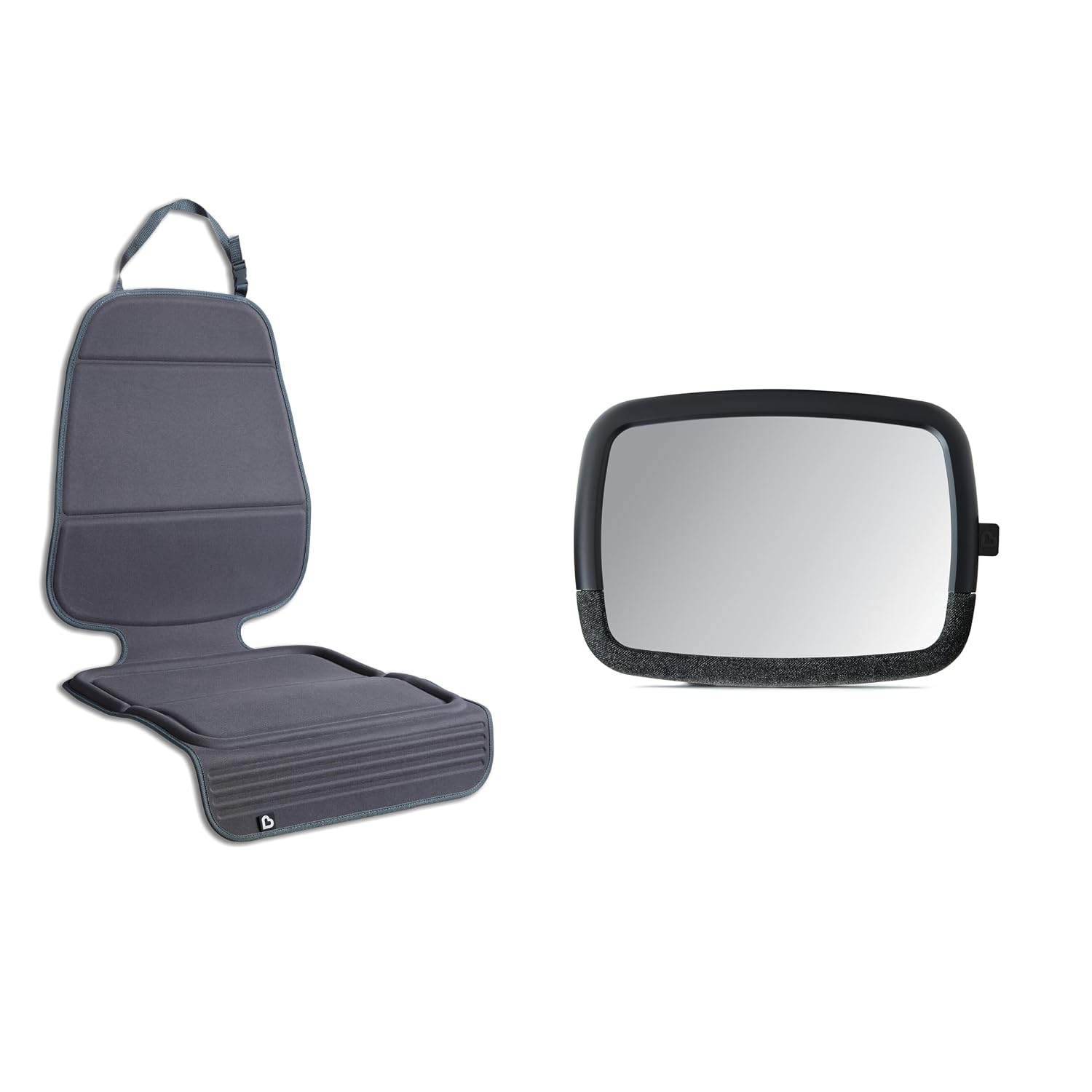 Munchkin Car Seat Cover and Baby Backseat Mirror, Includes Elite Seat Guardian Protector for Under Baby Car Seats & Toddler Booster Seats and Pivot 360 Adjustable Auto Mirror for Rear Facing Carseats