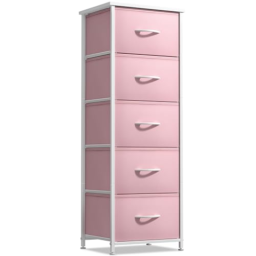 Sorbus 5-Drawer Fabric Dresser (Pink)