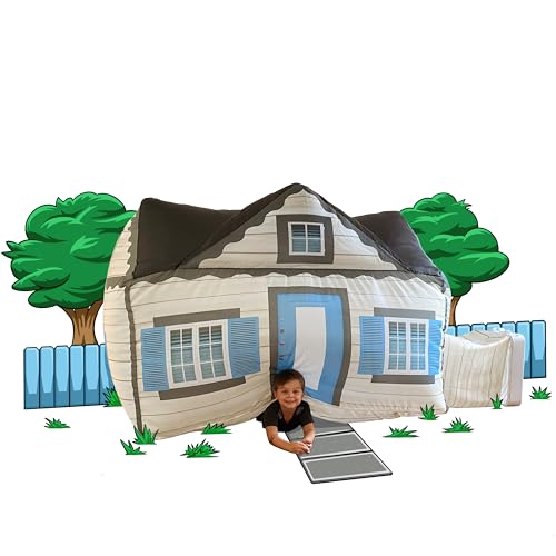The Original Patented AirFort - Build A Fort in 30 Seconds, Inflatable Fort for Kids, Play Tent for 3-14 Years, A Playhouse Where Imagination Runs Wild, Fan not Included (Cottage)