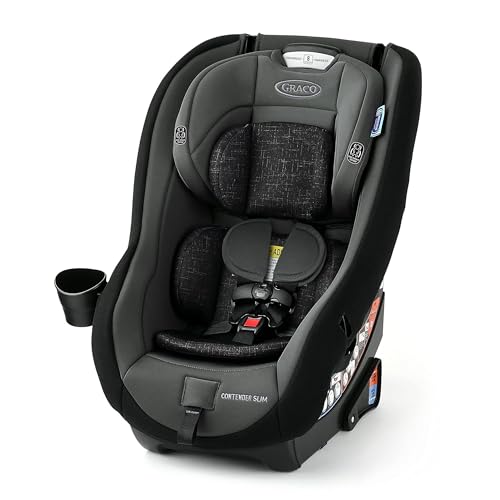 Graco Contender Slim Convertible Car Seat, West Point, Lightweight Travel Car Seat with Compact, Space-Saving Design, Rear-Facing 540 lbs, Forward-Facing 2265 lbs, Easy to Transfer, FAA Approved
